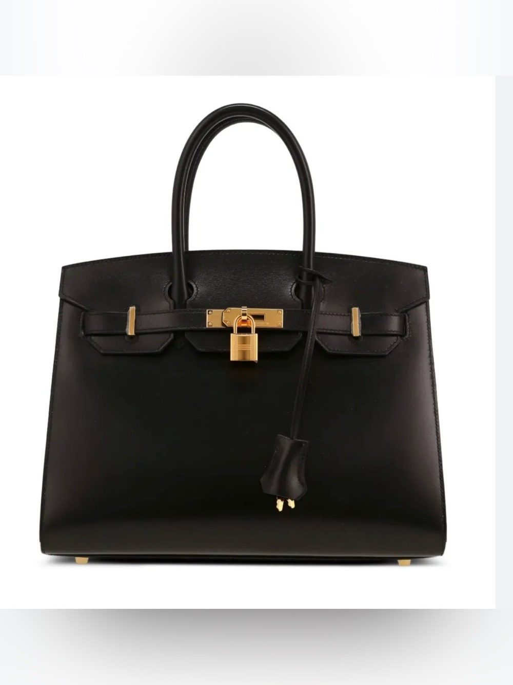 Designer Inspired Black Leather Top-Handle Satchel with Gold Hardware NWOT